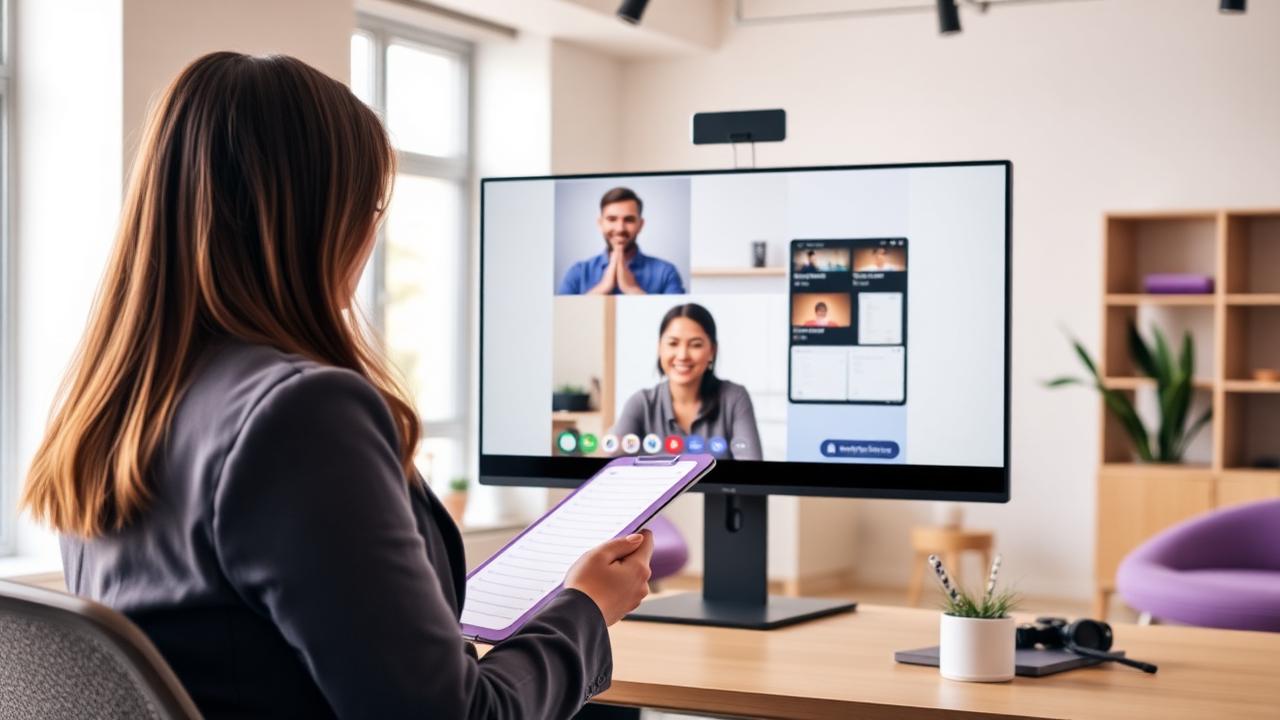Virtual assistant on a video call with a consultant